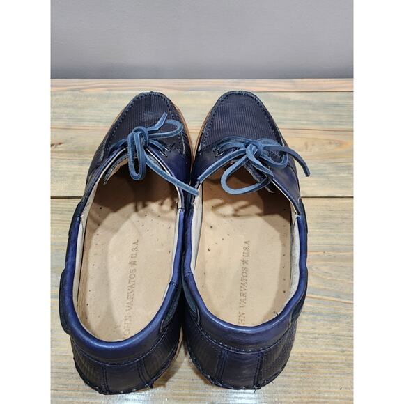 John Varvatos Boat Shoes US 8.5 Navy Blue Leather Great Condition MSRP: $298 - Picture 7 of 8